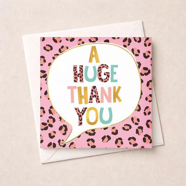 Thank You Card - Pink Leopard Print