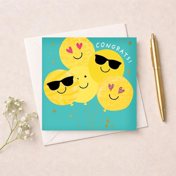 Congratulations Card - Smiley Face Balloons Congratulations Card - Smiley Face Balloons