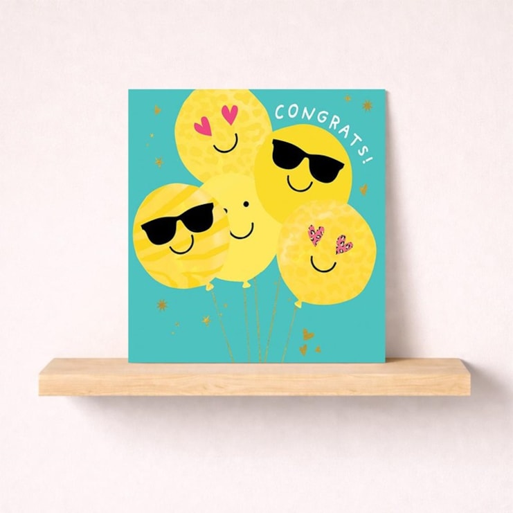 Congratulations Card - Smiley Face Balloons