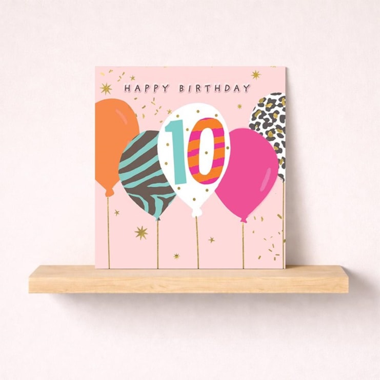 Age 10 Birthday Card - Birthday Balloons Age 10 Birthday Card - Birthday Balloons