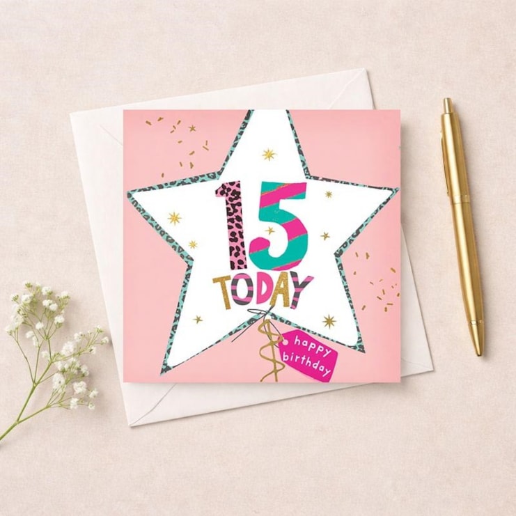 Age 15 Birthday Card - Star Balloon