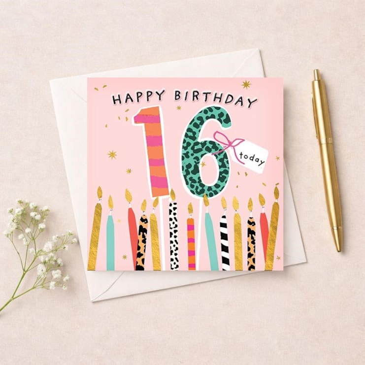 Age 16 Birthday Card - 16 Today Candles