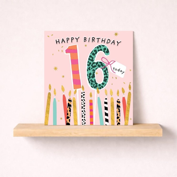 Age 16 Birthday Card - 16 Today Candles Age 16 Birthday Card - 16 Today Candles