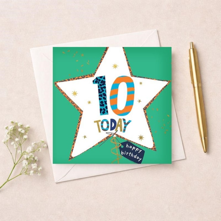 Age 10 Birthday Card - Star Balloon