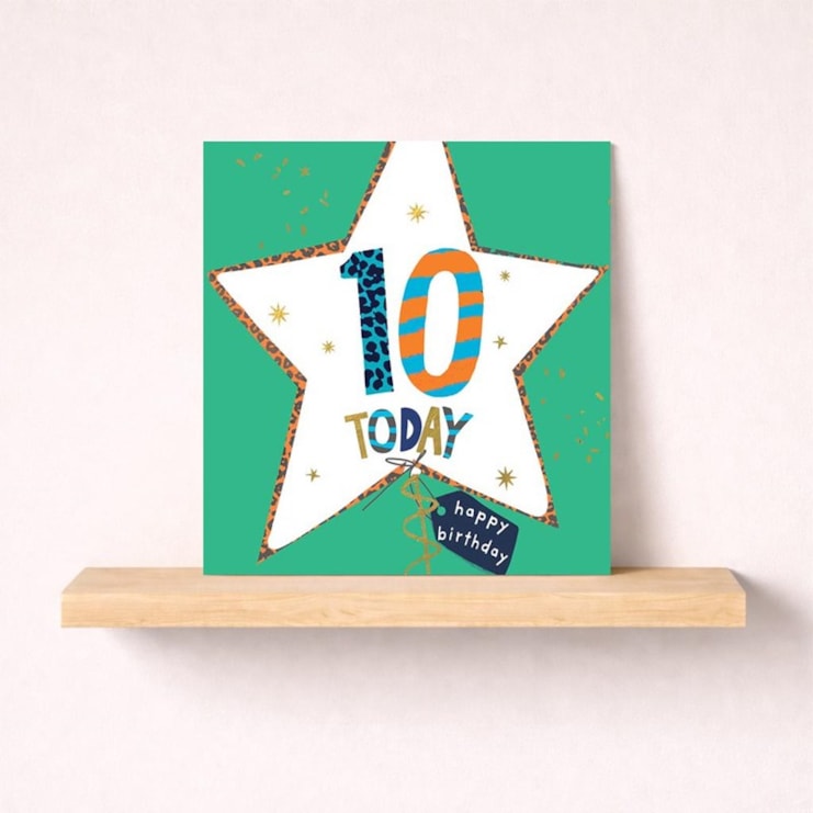 Age 10 Birthday Card - Star Balloon Age 10 Birthday Card - Star Balloon