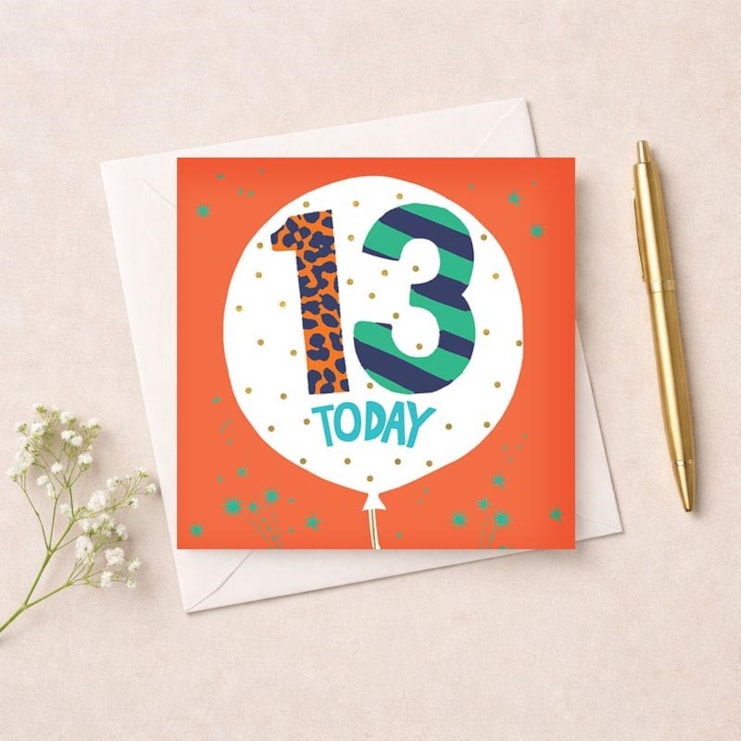 Age 13 Birthday Card - 13 Today Balloon Age 13 Birthday Card - 13 Today Balloon
