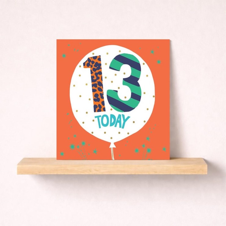 Age 13 Birthday Card - 13 Today Balloon Age 13 Birthday Card - 13 Today Balloon