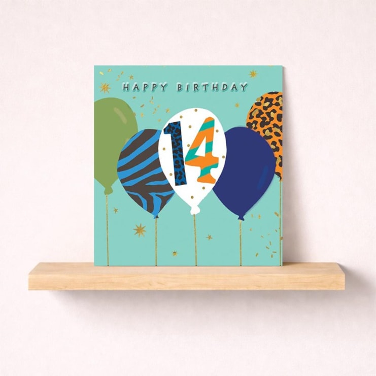 Age 14 Birthday Card - Birthday Balloons Age 14 Birthday Card - Birthday Balloons