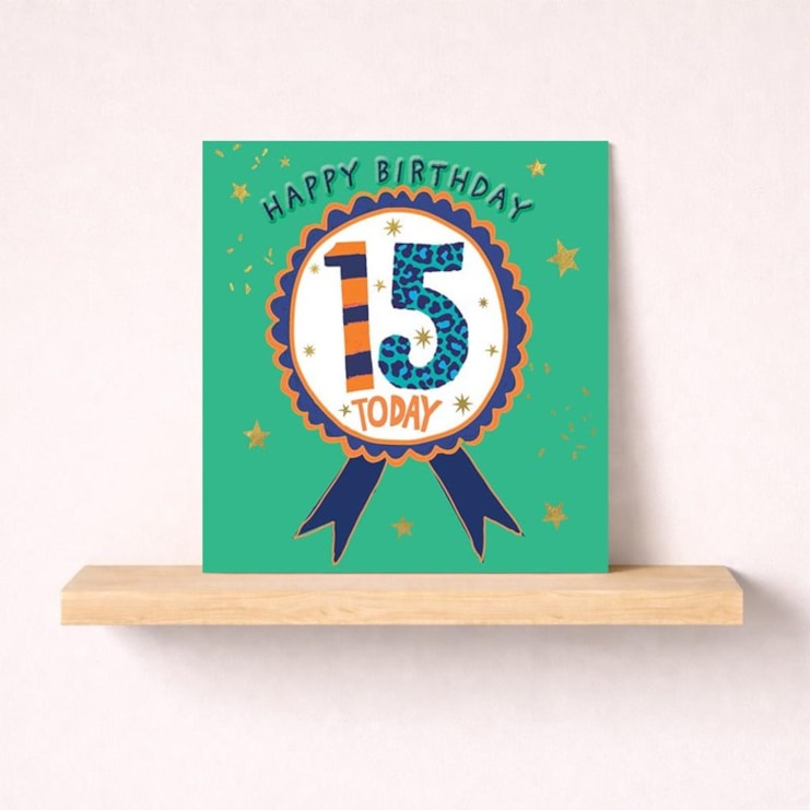 Age 15 Birthday Card - Birthday Rosette Age 15 Birthday Card - Birthday Rosette