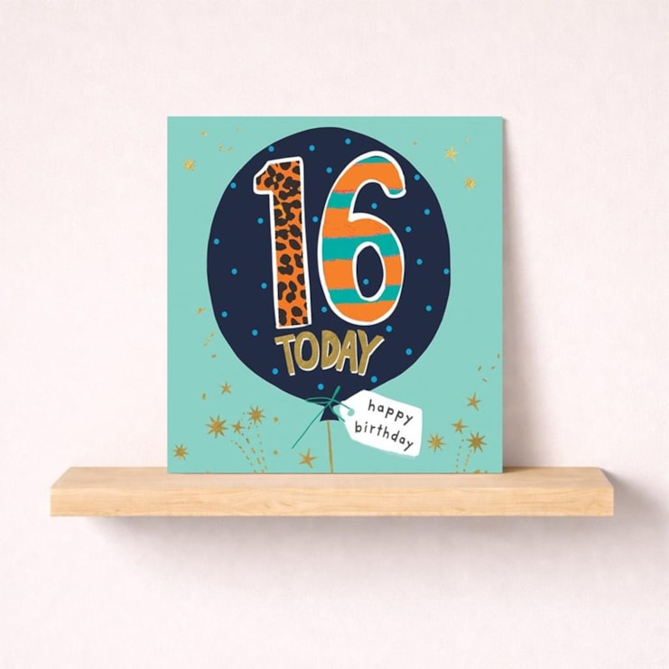Age 16 Birthday Card - 16 Today Balloon