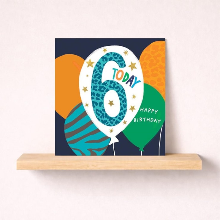 Age 6 Birthday Card - Blue 6 Today Balloons Age 6 Birthday Card - Blue 6 Today Balloons