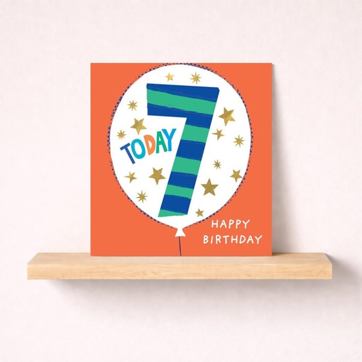Age 7 Birthday Card - Orange 7 Today Balloon