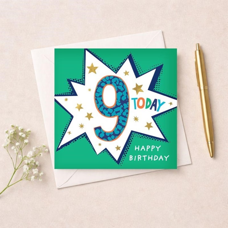 Age 9 Birthday Card - 9 Today