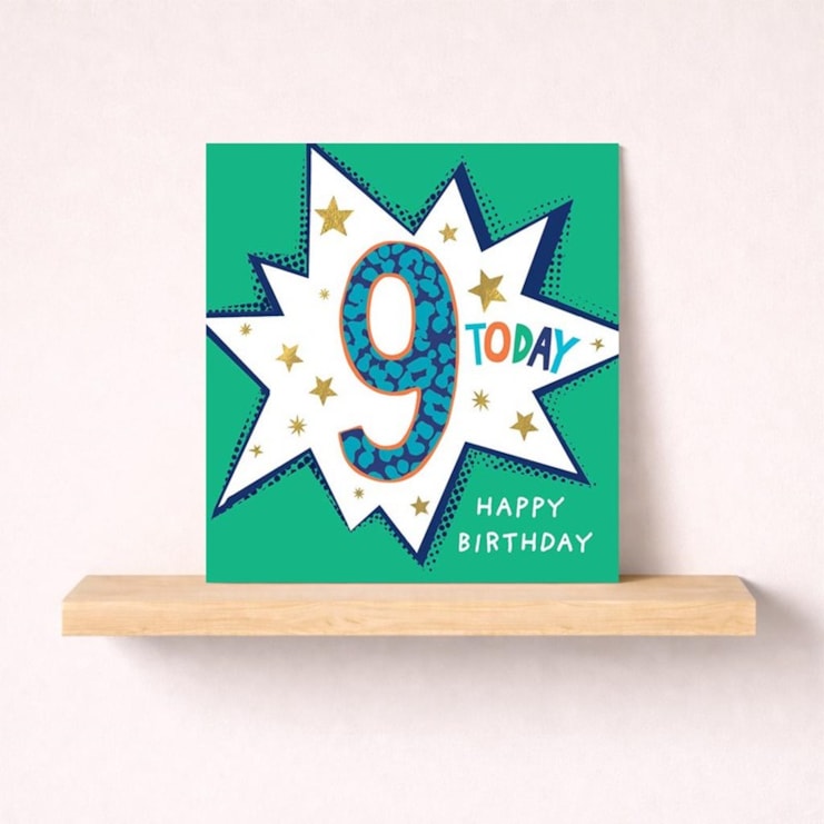 Age 9 Birthday Card - 9 Today Age 9 Birthday Card - 9 Today