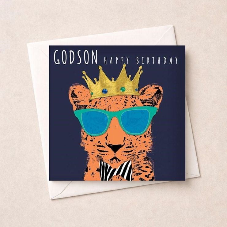 Godson Birthday Card - King Tiger Godson Birthday Card - King Tiger