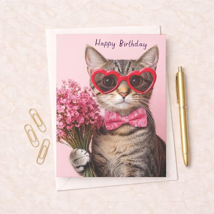 Birthday Card - Birthday Cat Birthday Card - Birthday Cat