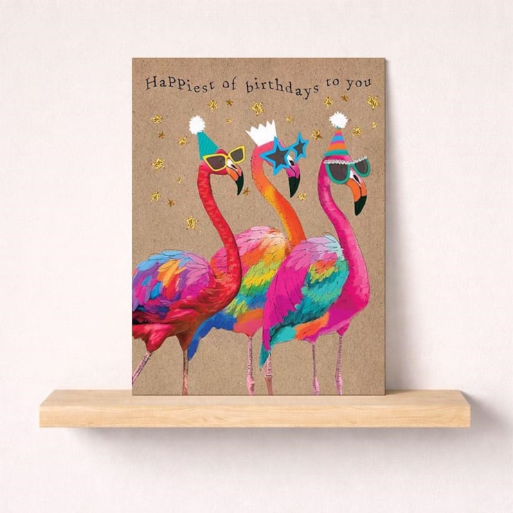 Birthday Card - Birthday Flamingos