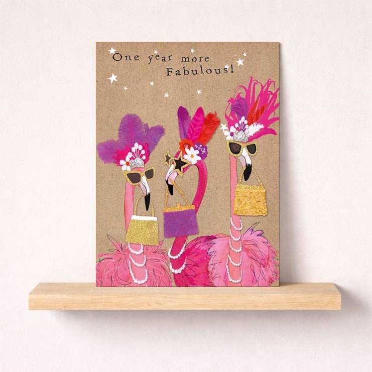 Birthday Card - Fancy Flamingos Birthday Card - Fancy Flamingos
