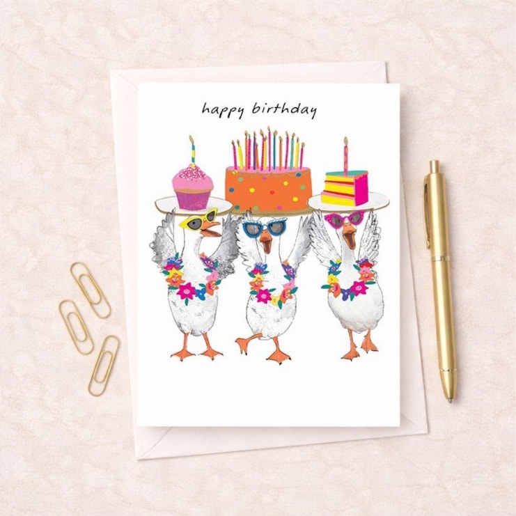 Birthday Card - Ducks With Cake