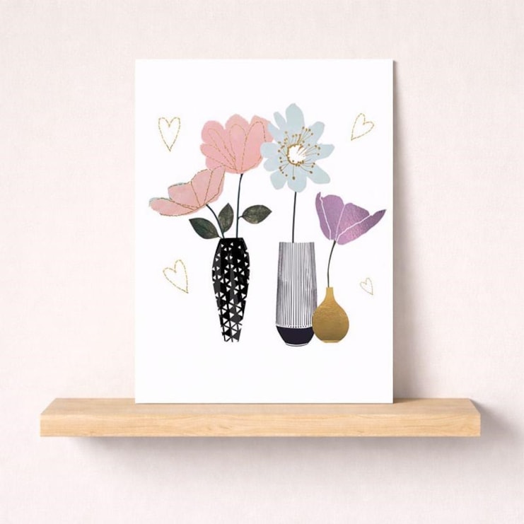Open Card - Vases Of Flowers