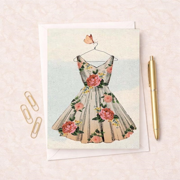 Open Card - Floral Dress Open Card - Floral Dress