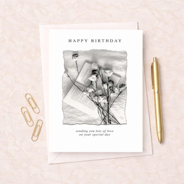 Birthday Card - Book And Roses