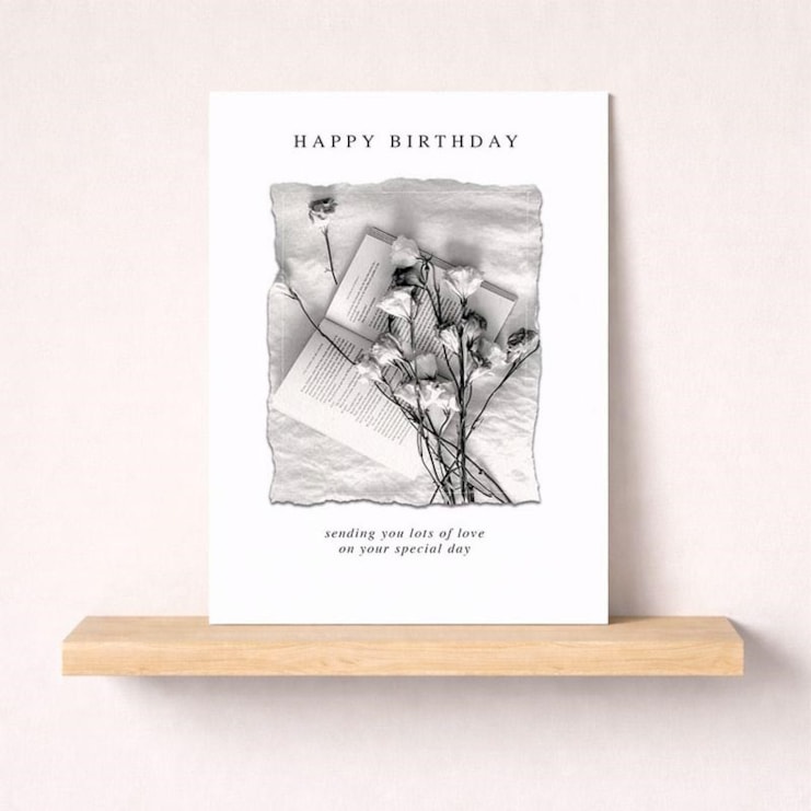 Birthday Card - Book And Roses