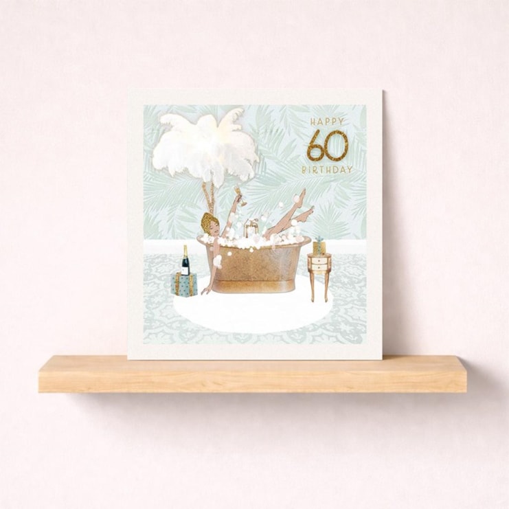 Age 60 Birthday Card - Lady In Bathtub Age 60 Birthday Card - Lady In Bathtub