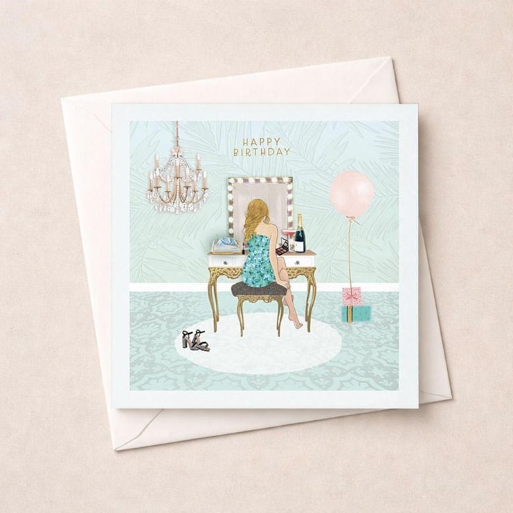 Birthday Card - Girl At Dressing Table