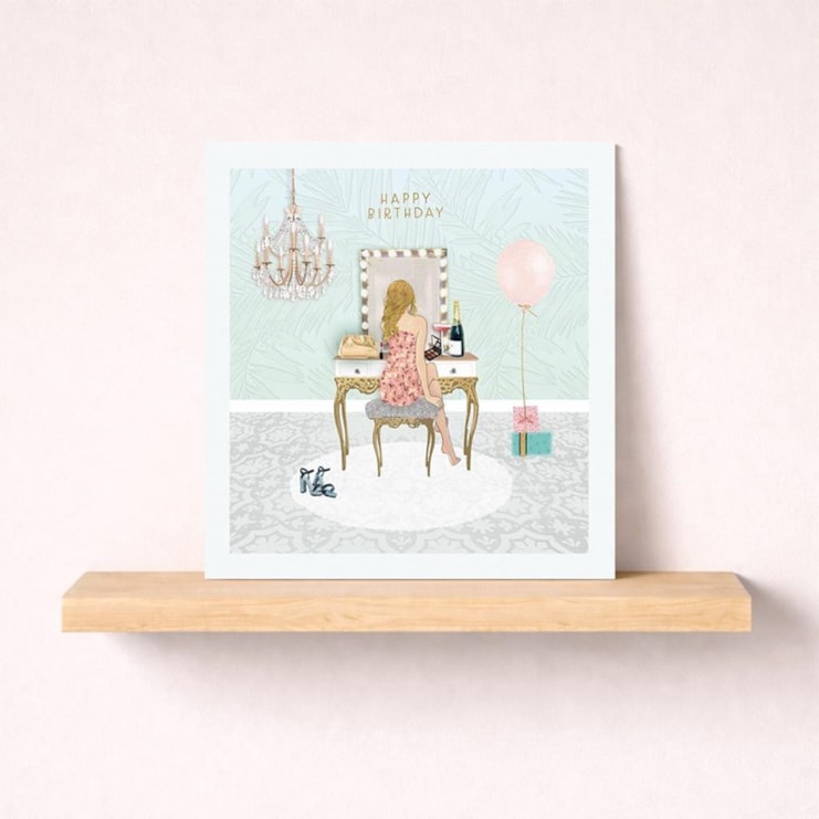 Birthday Card - Girl At Dressing Table
