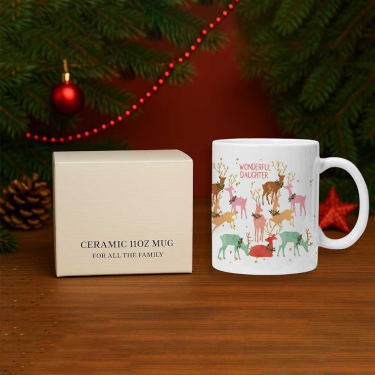 Personalised Christmas Mug - Reindeers