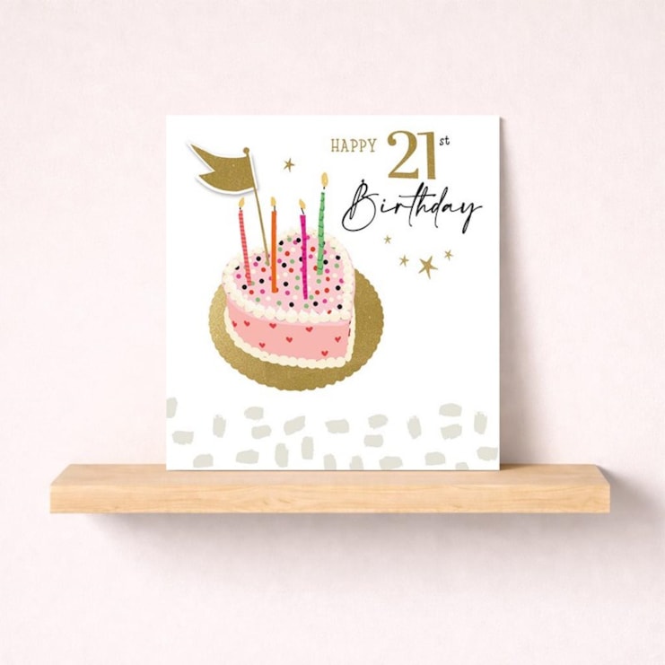 Age 21 Birthday Card - Heart Cake