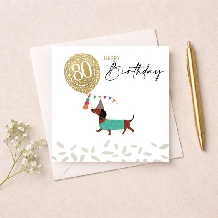 Age 80 Birthday Card - Daschund Age 80 Birthday Card - Daschund