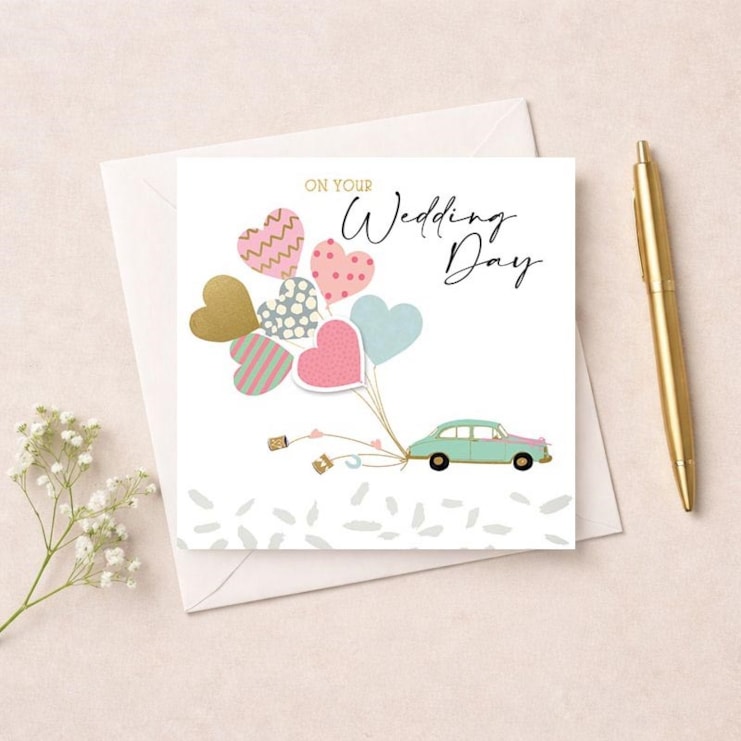Wedding Card - Wedding Car & Balloons Wedding Card - Wedding Car & Balloons