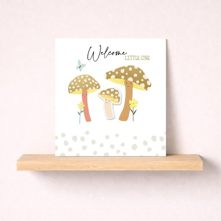 New Baby Card - Gold Mushrooms