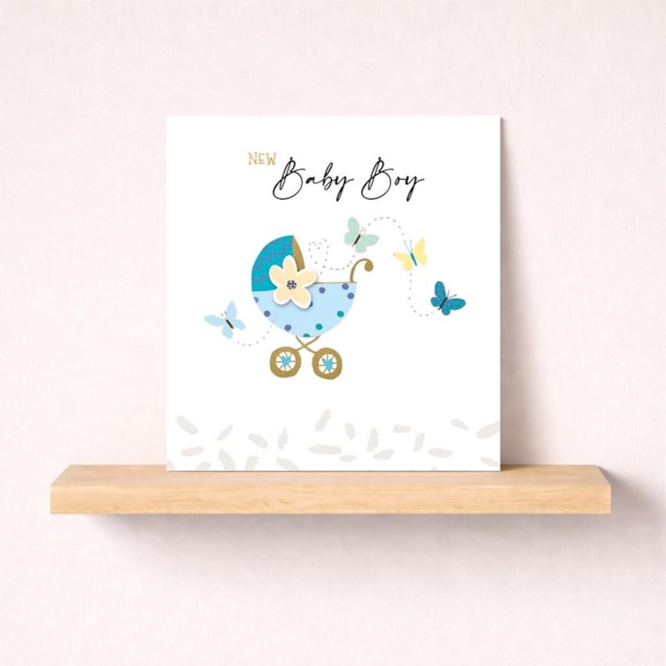 New Baby Boy Card - Blue Pram New Baby Boy Card - Blue Pram