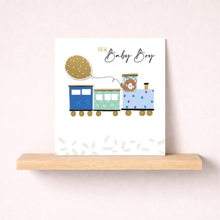 New Baby Boy Card - Blue Train New Baby Boy Card - Blue Train