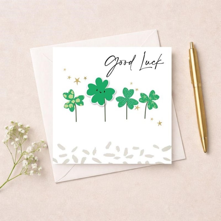 Good Luck Card - Four Leaf Clovers Good Luck Card - Four Leaf Clovers