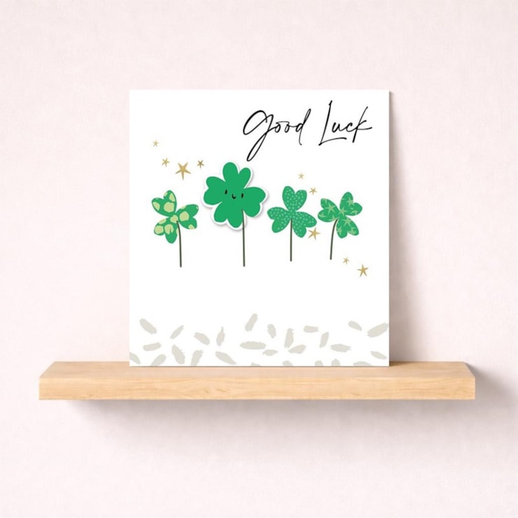 Good Luck Card - Four Leaf Clovers