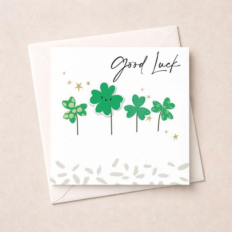 Good Luck Card - Four Leaf Clovers