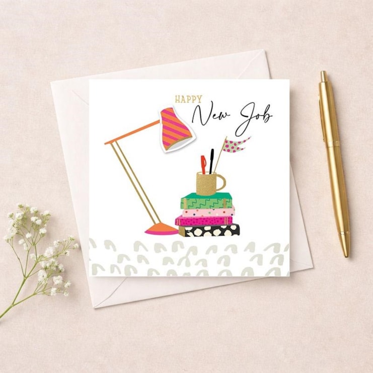 New Job Card - Desk Lamp & Books