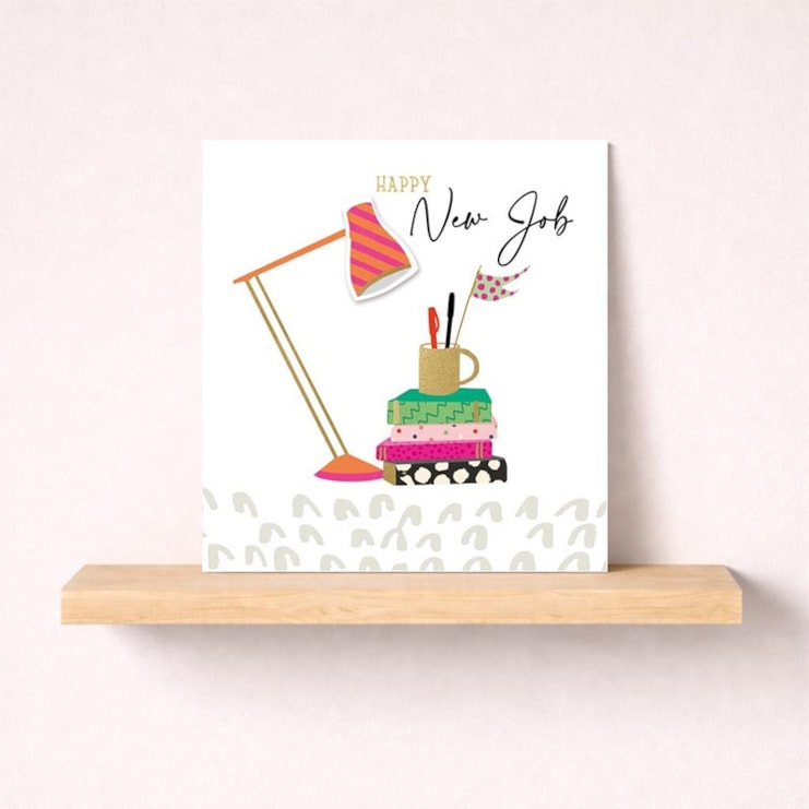 New Job Card - Desk Lamp & Books