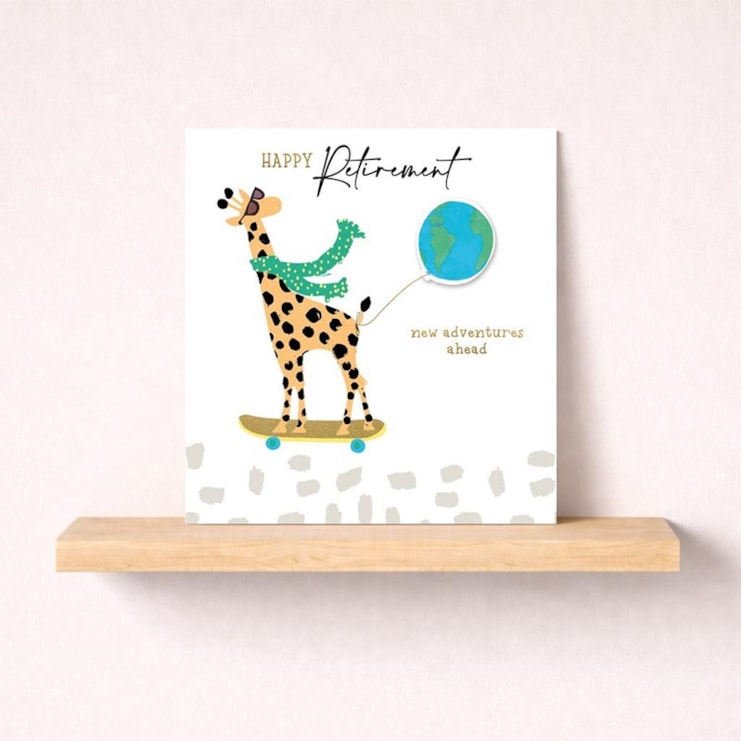 Retirement Card - Skateboarding Giraffe