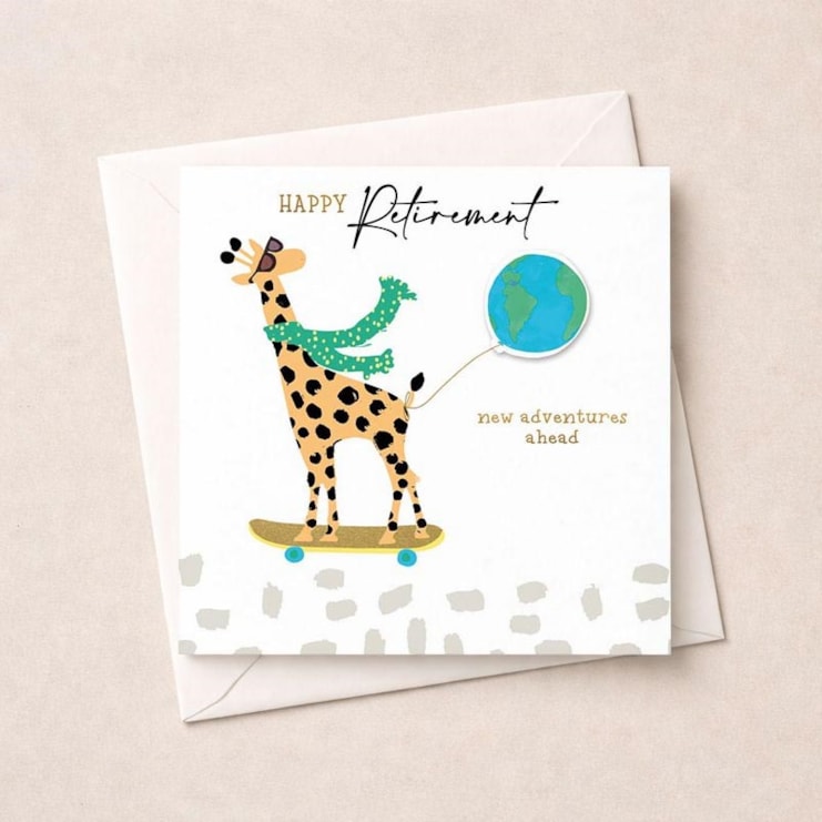 Retirement Card - Skateboarding Giraffe
