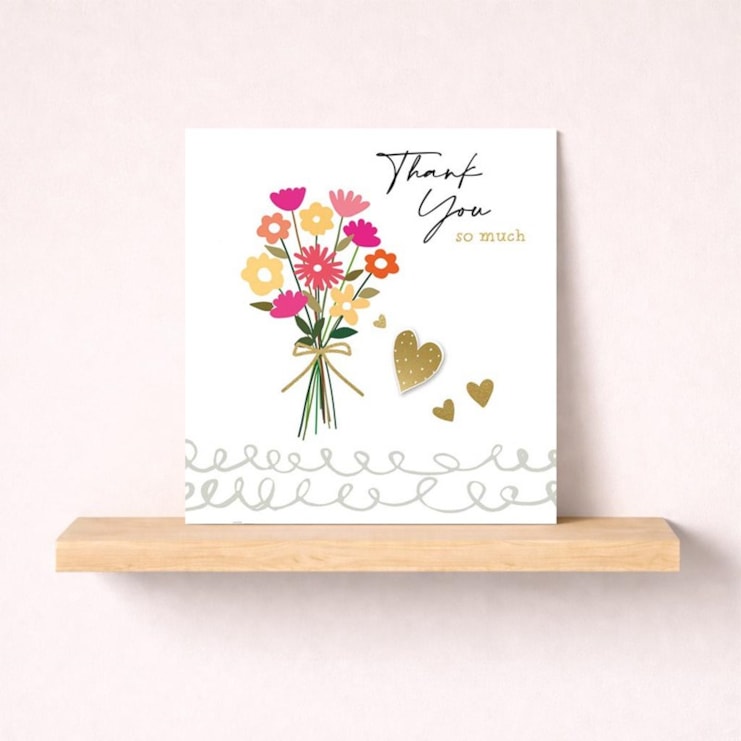 Thank You Card - Flowers & Hearts
