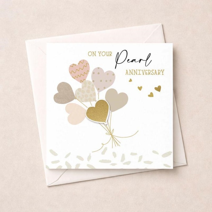 Pearl Anniversary Card - Heart Balloons Pearl Anniversary Card - Heart Balloons