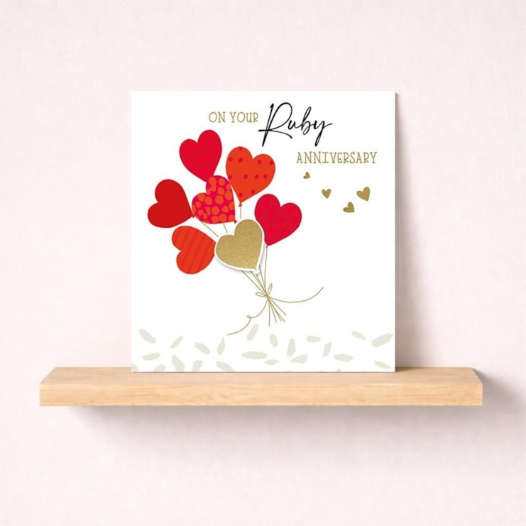 Ruby Anniversary Card - Heart Balloons Ruby Anniversary Card - Heart Balloons