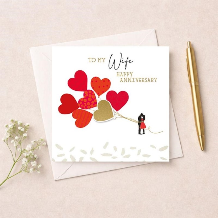 Wife Anniversary Card - Heart Balloons Wife Anniversary Card - Heart Balloons