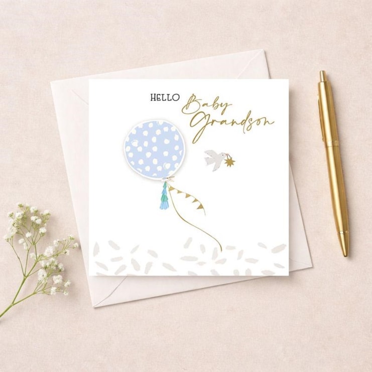 New Baby Card - Grandson Balloon New Baby Card - Grandson Balloon
