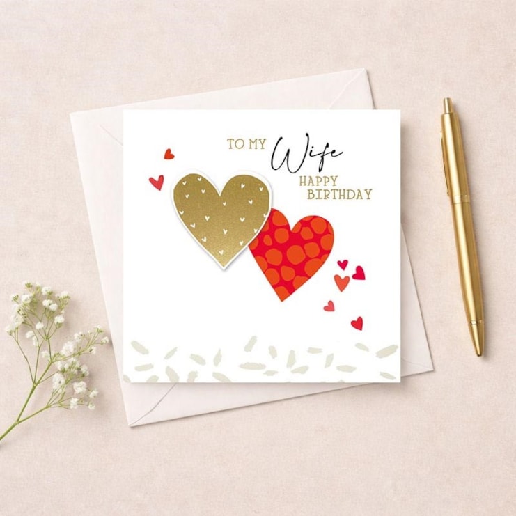 Wife Birthday Card - Hearts